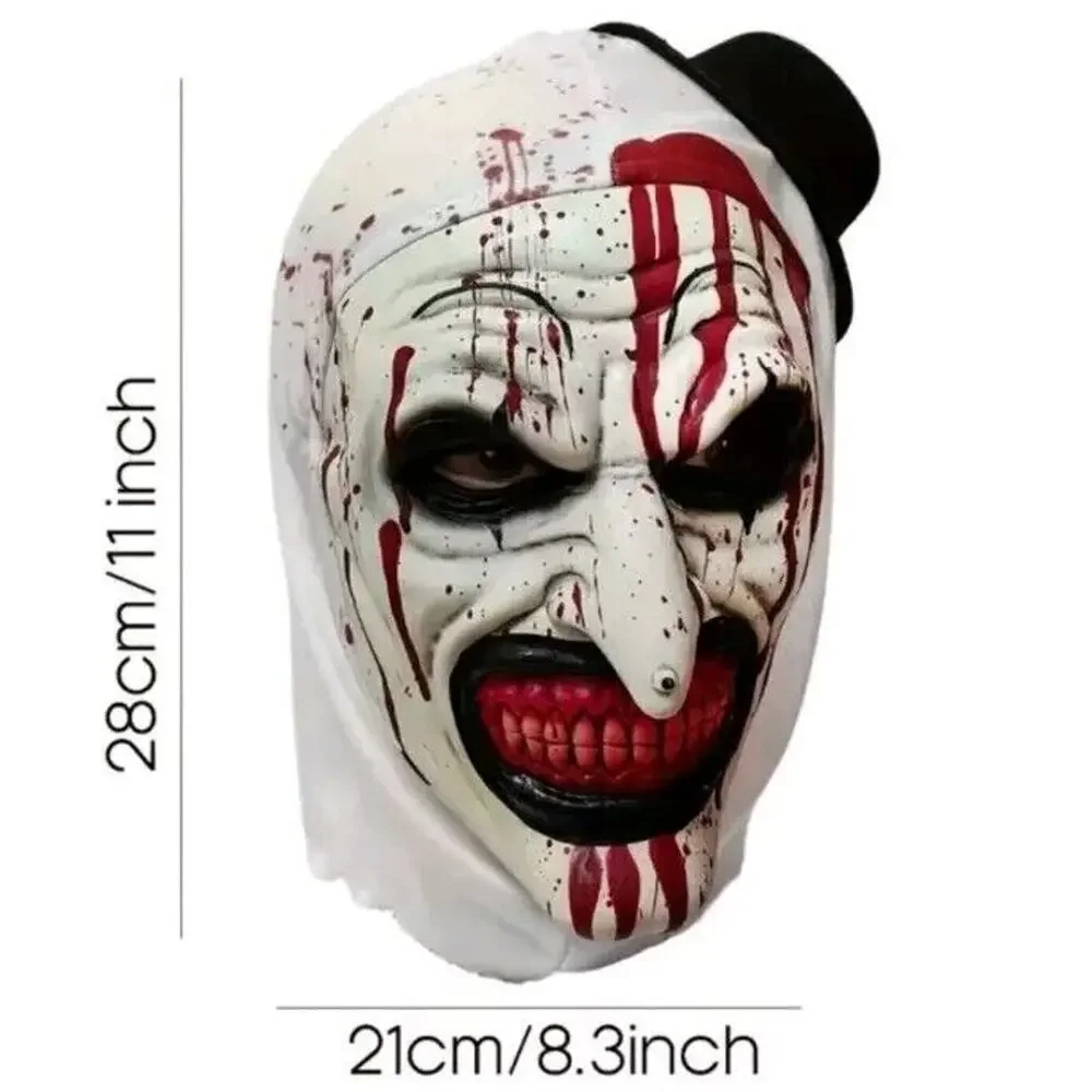 Black Hat Clown Mask Terrifier Costume Latex Art Mask Halloween Cosplay Prop NEW